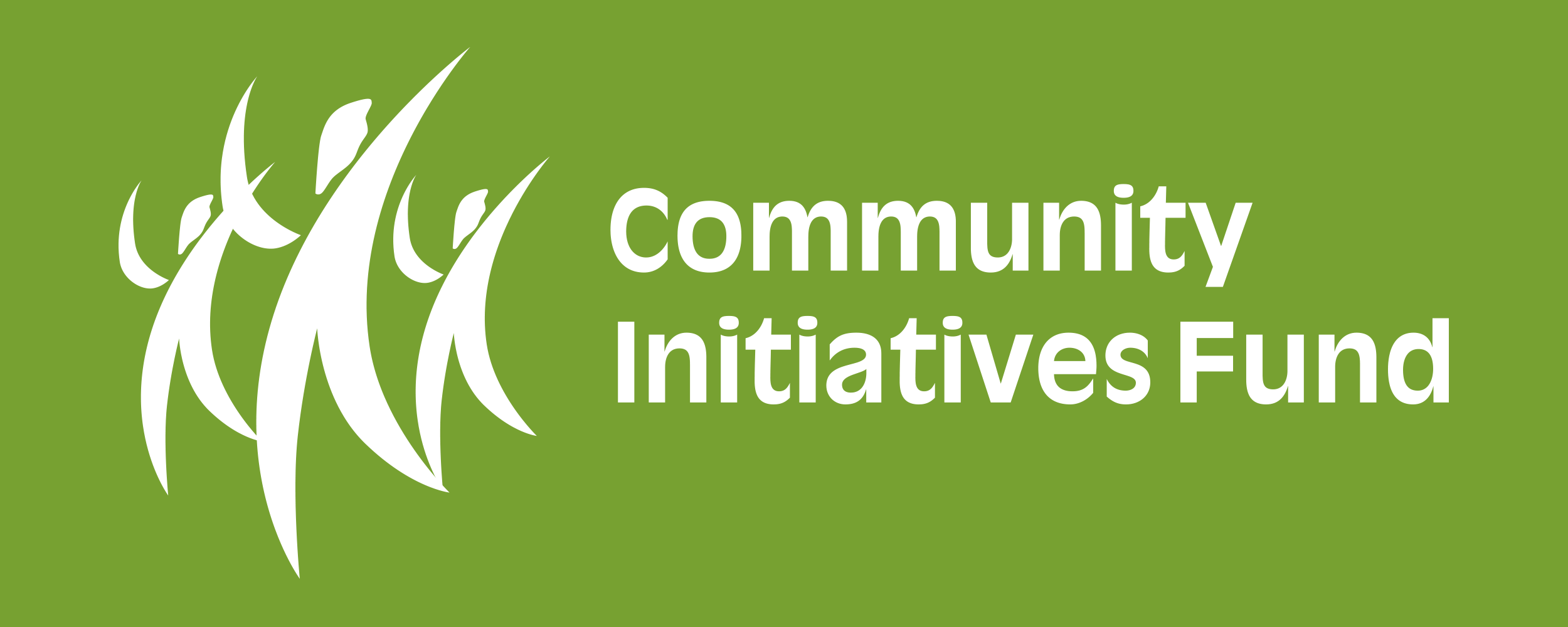 Community Initiatives Fund white logo horizontall on green background